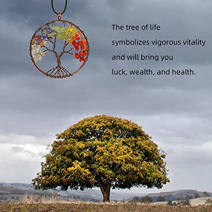 Car Mirror Hanging Accessories Healing Crystal Decor Tree of Life Car Hanging Decor 7 Chakras Stones Ornaments Good Luck Home Decoration