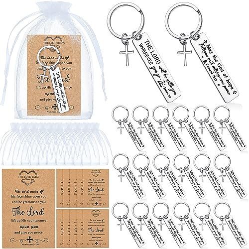 Siifert 24 Sets Christian Gifts Bible Verse Cross Keychain, Rectangle