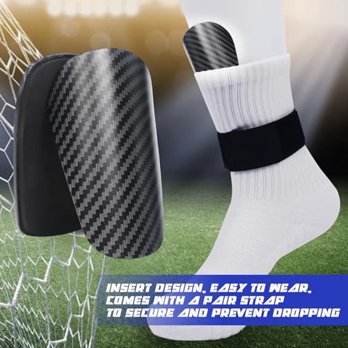 Mini Shin Guards Soccer Kids,Small Protective Gear with Fixed Straps | 2 Pairs Small Tiny Shin Pads Match Equipment Protective Tiny Shin Guards Soccer for All Ages - color: Carbon pattern, size: S(H: 3.9 in,W: 2.4 in)