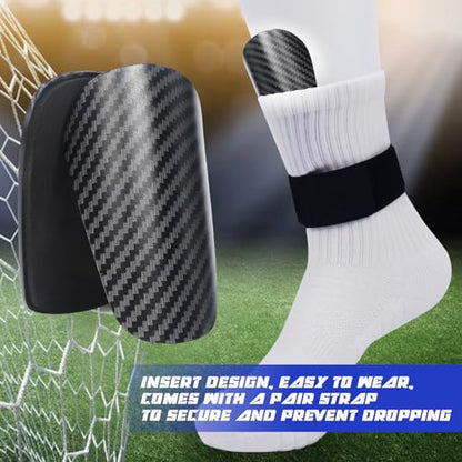 Mini Shin Guards Soccer Kids,Small Protective Gear with Fixed Straps | 2 Pairs Small Tiny Shin Pads Match Equipment Protective Tiny Shin Guards Soccer for All Ages - color: Carbon pattern, size: M(H: 4.5 in,W: 2.9 in)