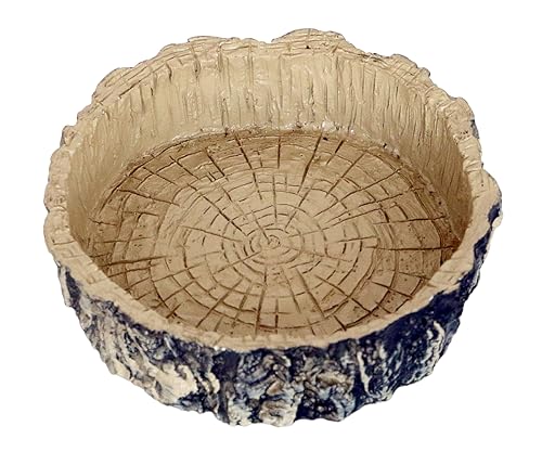 Tree Trunk Feeding Dish Bowl,Reptile Water Dish Food Bowl, Amphibians Tree Trunk Water/Food Bowl, Premium Resin Reptile Feeding Terrarium Bowls for Bearded Dragon Lizard Gecko - color: Brown