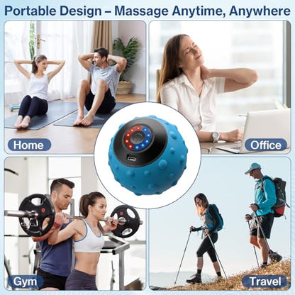 Upgraded Vibrating Massage Ball with 5-Speed, LED Display, Rechargeable Massage Vibrating Ball for Relieving Muscle Pressure, Electric Massager for Fitness/Yoga/Training (Blue) - color: Light Blue