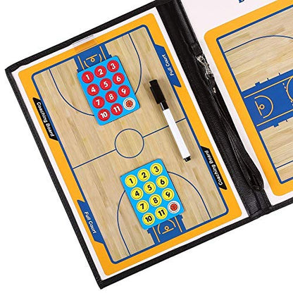 Basketball Coach Tactic Board,Foldable Erasable Coaches Strategy Clipboard,Training,Game Plan and Coach&Referee Study Accessory