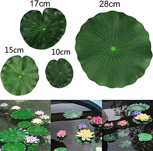 2Pcs 28cm Lily Pads for Ponds, Artificial Floating Lotus Leaves Fake Foliage Plant Garden Pond Pool Decor Artificial Plants and Flowers