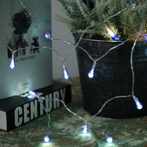 Vigdur Globe String Lights - 2 Packs 6Ft Decorative String Lights Battery Operated with 40 Mini Bead Bulbs, Indoor String Light for Outside Backyard Porch Balcony Party(Blue) - color: Blue
