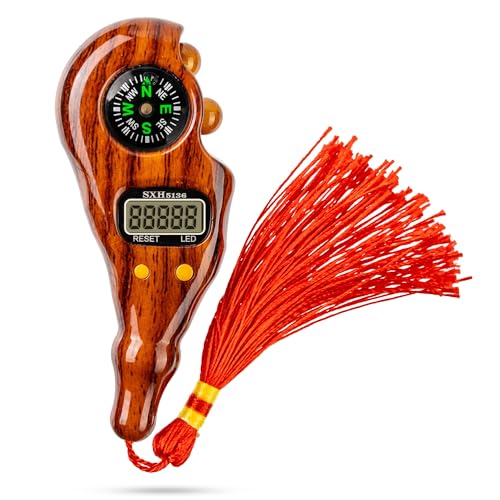 Digital Finger Tasbih with Compass & Night Light - Islamic Prayer Beads Counter, Finger Counter for Dhikr, Meditation, Relaxation, and Healing - color: Walnut Wood