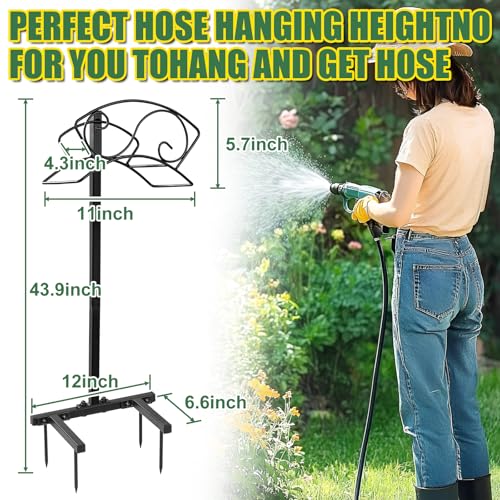 ULIOK Garden Hose Holder Freestanding, Water Hose Holders for Outside with Sturdy 4 Spikes, Hose Reel Holds 150-feet Hose, Hose Hanger Hose Storage for Yard, Lawn, Farm