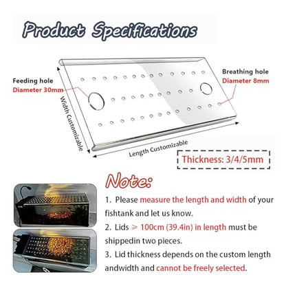 Adjustable Clear Acrylic Fish Tank Lid, Anti-Jump Aquarium Cover for Various Sizes, Cuttable Design, Perfect for Betta and Tropical Fish LxW