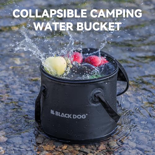 BLACKDOG Collapsible Bucket 5 Gallon with Transparent Viewing Lid, Portable Bucket Foldable Water Container with Handle for Camping Hiking Fishing Beach Car Washing
