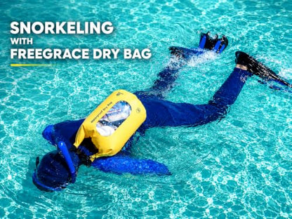 Freegrace Waterproof Dry Bag Set of 3 - Submersible Dry Sack with Double Zip Lock Seals - Includes Waist Pouch & Phone Case - Perfect for Kayaking, Swimming, Boating & Rafting (Black, 20L) - color: Black, size: 20L, style: Without Window