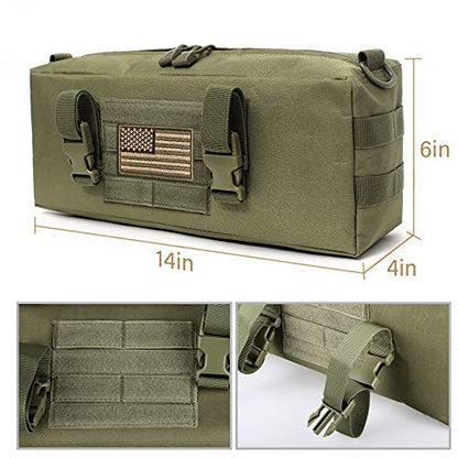 WYNEX Large Molle Pouch, Tactical Molle Bag Vertical Admin Pouch, Modular Utility Pouch Increment Side Pouch for Tactical Backpack Molle Rucksack Attachment, with Shoulder Strap For Use as Sling Bag - color: Army Green (upgraded) - 2 Packs