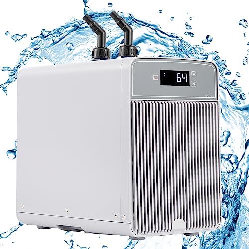 Poafamx Aquarium Chiller 42Gal, Quiet Water Chiller for Fish Tank 1/10 HP | Compressor Refrigeration with Pump & Tubing, for Axolotl, Hydroponics System, Saltwater Freshwater, Coral, Jellyfish, 110V