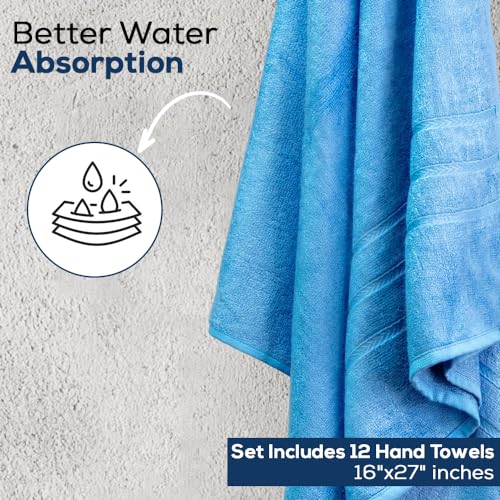 Simpli-Magic Cotton Hand Towels, 12 Pack, 16” x 27”, Blue - color: Blue