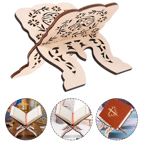 Cabilock Bible Reading Stand and Decorative Book Holder Wooden Desktop Rack for Quran and Bible Display, Desk Book Reading Stand for Religious and Holiday Table Decor