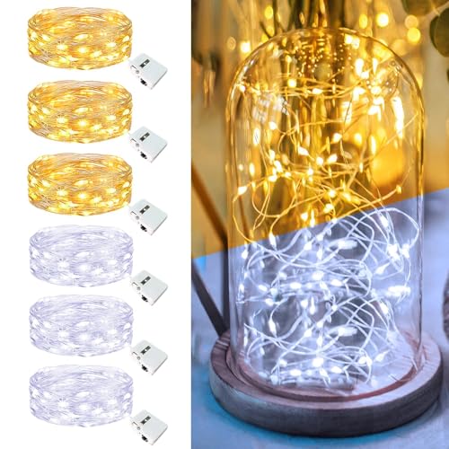 6 Pack Fairy Lights Battery Operated - 7ft 20 Led Twinkle Lights 3 Modes, Bulk Mini String Lights Waterproof for Mason Jars Vases DIY Party Wedding-Warm White & Cold White - color: Warm White&Cool White, size: 6 Pack