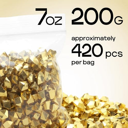 Gold Acrylic Ice Rocks - Golden Gemstones & Crystals Fake Diamonds - About 420 pcs - Vase Filler - Jewels for Crafts - Fish Tank Rocks - Sensory Bin Filler Gems for Crafting - Fake Ice Aquarium Stones - color: Golden Rocks