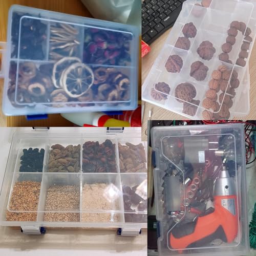 Xiaoyztan 12-Bin Clear Plastic Organizer with Adjustable Divider 7.3x4.9in | 12-grid organizer with adjustable dividers for jewelry, beads, tackle, and crafts - size: 8.8x6.6x2.3 in