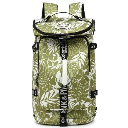 gym duffel bag backpack wrestling bag with shoe compartment 4 kinds of back method waterproof sports walking laptop - color: A-floral Green