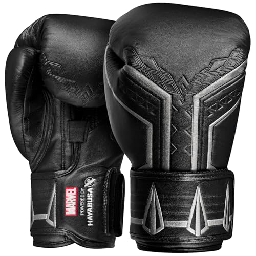 Hayabusa Marvel Hero Elite Boxing Gloves | Sparring and Training, Muay Thai Kickboxing, Fight Ready, Licensed Design, Padded Knuckle, 10oz 12oz 16oz, Men and Women - color: Black Panther, size: 16oz