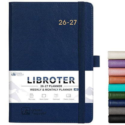 2026-2027 Planner - Academic Planner 2026-2027 Weekly Monthly Planner, July 2026 - June 2027, 5.7'' x 8.4'', Thick Paper, Leather Cover, Pen Holder, Back Pocket, Perfect Daily Organizer - Navy Blue - color: Navy Blue