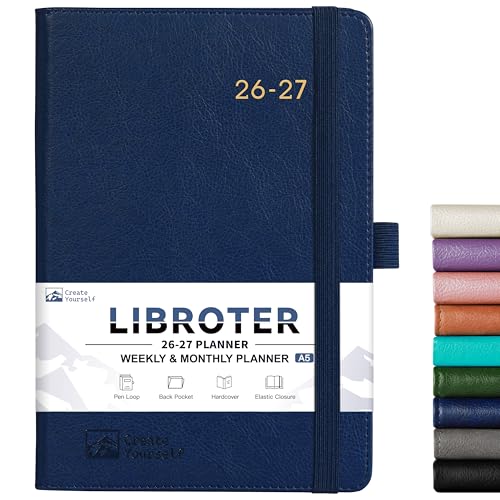 2026-2027 Planner - Academic Planner 2026-2027 Weekly Monthly Planner, July 2026 - June 2027, 5.7'' x 8.4'', Thick Paper, Leather Cover, Pen Holder, Back Pocket, Perfect Daily Organizer - Navy Blue - color: Navy Blue
