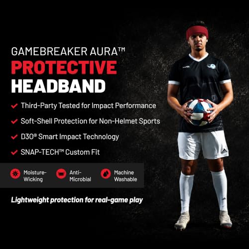 Gamebreaker Aura Protective Headband - Lightweight Soccer & Flag Football Headgear with Quick-Wick Moisture Control & Impact Protection - Unisex Youth & Adult - color: Silver, size: X-Small-Small