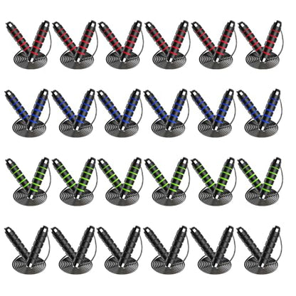 24 Pack Jump Ropes, Tangle-Free Speed Jumping Ropes with Foam Handles for Women Men, Adjustable Skipping Ropes for Fitness Workout Slim Body