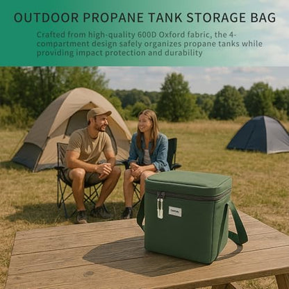 Small 1LB Propane Tank Storage Bag, Mini Fuel Cylinder Carry Bags for 4-Pack Propane Tanks 16 OZ, Portable Refillable Small Camping Propane Gas Bottle Canister Case with Padding, Bag Only - size: 4-Pack