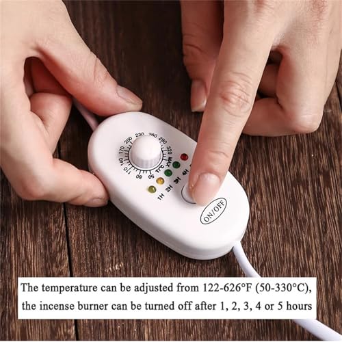 Electric Resin Burner with Timing,Ceramic Incense Burner,Frankincense Bakhoor Censer 110 V for Home Porch,Patio,Garden,Office,Yoga, Living Room, Meditation Room (Green)