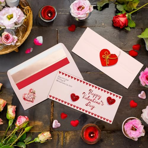 Best Paper Greetings Money Envelopes for Cash - 4 1/8 x 9 1/2 In, Blush Pink & Rose Gold Foil Lined, 50 Pack - Decorative Letter Envelopes for Invitations & Mailing
