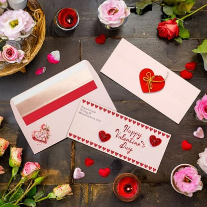 Best Paper Greetings Money Envelopes for Cash - 4 1/8 x 9 1/2 In, Blush Pink & Rose Gold Foil Lined, 50 Pack - Decorative Letter Envelopes for Invitations & Mailing