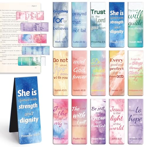 Kaluofan 15PCS Large Bible Quotes Magnetic Christian Bookmarks - Double Sided Magnet Book Markers for Women Students Teachers Supplies - size: 1 Set (Large Bible)