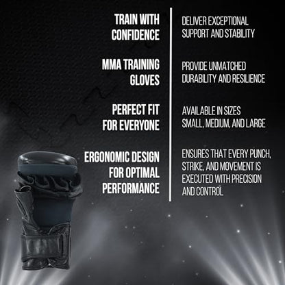 CLETO REYES Black Mamba MMA Training Boxing Gloves for Men and Women, Cowhide Leather, Black - size: Large