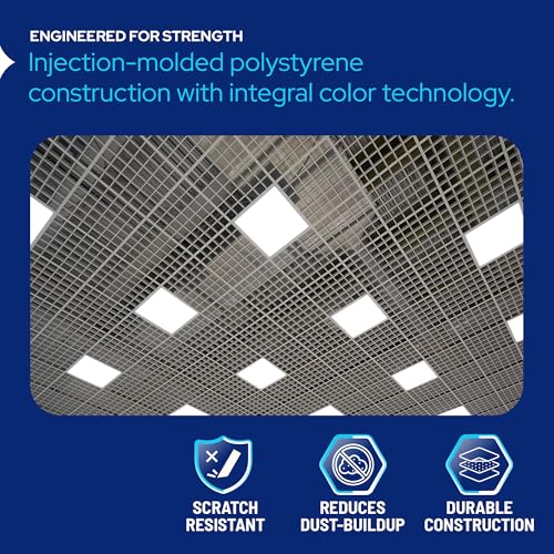 White Egg Crate Fluorescent Light Covers - Custom Size Polystyrene Drop Ceiling Grid Diffuser & HVAC Air Vent Grille - 1/2"x1/2"x3/8" Cell Eggcrate Panels, 5-Pack - Manufactured in USA - color: White - Custom Size