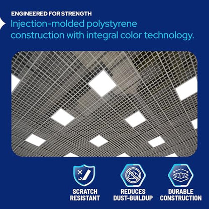 White Egg Crate Fluorescent Light Covers - Custom Size Polystyrene Drop Ceiling Grid Diffuser & HVAC Air Vent Grille - 1/2"x1/2"x3/8" Cell Eggcrate Panels, 5-Pack - Manufactured in USA - color: White - Custom Size