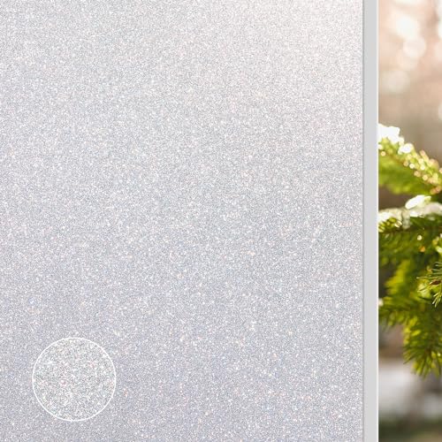 NINETREX Window Privacy Film,Frosted Glass Window Stickers,No Glue Vinyl Static Cling Anti-UV Removable for Home Living Room Bedroom,Crystal 23.6 x 78.7 inches - color: ['Crystal'], size: 23.6" x 78.7" (60 x 200 cm)