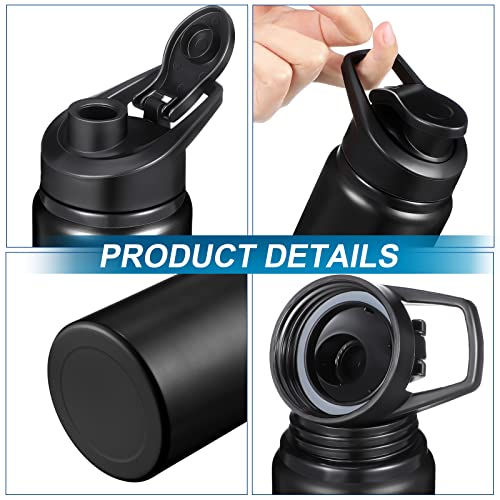 Chengu 10 Pcs 25oz Reusable Aluminum Water Bottle Bulk Lightweight Outdoor Sports Water Bottles Easy Carry Leak Proof for Travel Gym Camping Hiking Fishing, Snap Lid (Black) - style: Black