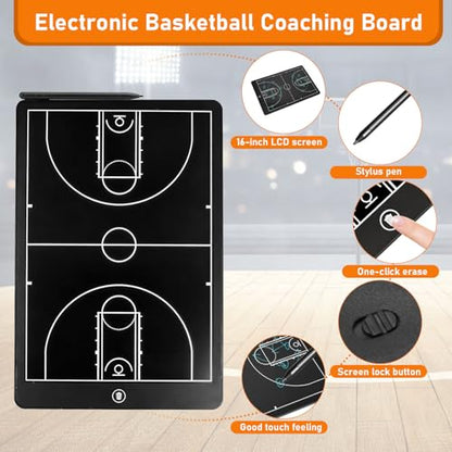 Basketball Coaching Board,16 Inch LCD Coach Clipboard with Pen Basketball Marker Training for Training Teaching Coach Competition Command,Tactical Drawing Tablet