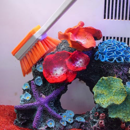 MiOYOOW Aquarium Cleaning Brush, Double Sided Aquarium Algae Scraper with 2PCS Felt Cloth Wipe Long Handle Fish Tank Glass Cleaner for Aquariums Home