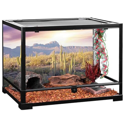 AWERT Reptile Habitat Background Blue Sky Oasis Mountain Cactus Sun and Desert Terrarium Background 36x18 inches - size: 36x18in/90x45cm