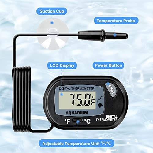 iPower 8 by 18-Inch 24W Reptile Heat Mat, LCD Digital Aquarium Thermometer, Under Tank Warmer Terrarium Heat Pad for Turtles Lizards Frogs and Other Small Animals, Multi Sizes - size: 8" x 18", style: Heat Pad + Thermometer