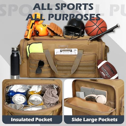 135L Large Duffle Bag, Heavy Duty Duffle Bag for Travel, Extra Large Sports Gym Equipment Bag for Soccer Baseball Basketball Hockey Football, Brown - color: Brown