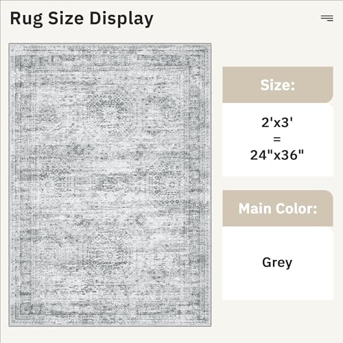 Soalmost 2x3 Washable Rugs for Kitchen, Entryway, Small Area Rug Grey - color: Grey, size: 2' x 3' (Rectangular)