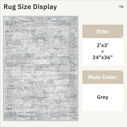 Soalmost 2x3 Washable Rugs for Kitchen, Entryway, Small Area Rug Grey - color: Grey, size: 2' x 3' (Rectangular)