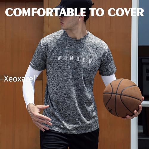 Xeoxarel Arm Sleeves for Men & Women (Available in 4 Pairs/12 Pairs) - color: 4 Pairs Sleeve for Basketball - White