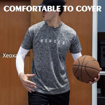 Xeoxarel Arm Sleeves for Men & Women (Available in 4 Pairs/12 Pairs) - color: 4 Pairs Sleeve for Basketball - White