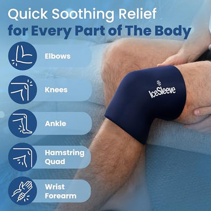 IceSleeve Elbow & Knee Ice Pack Wrap, Cold & Heat Therapy, Blue XL, 1 Pack | Reusable flexible gel ice pack for knee injuries, eases tennis elbow, golfers elbow, knee injuries, worn on skin or clothing