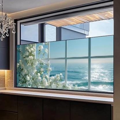 Window Privacy Film 39.37 x 17.3 in Rose Ocean View Static Cling - color: Colorful0302