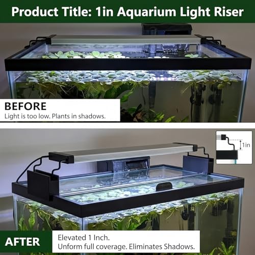 1" Aquarium Light Riser Compatible with Aqueon Tanks, Universal LED Light Bar Mount for Rimmed Aquariums, Optimizes Plant Growth & Prevents Lid Over-Opening, Fits Glass Lids, 2-Pack