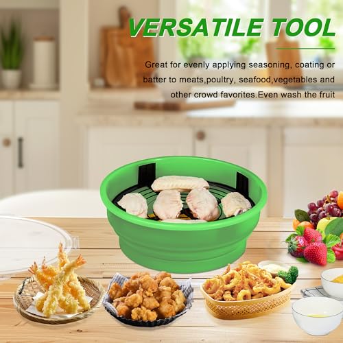 Collapsible Batter Bowl - Breading Bowl Shaker with Lid , Grass Green - color: Grass Green